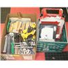 Image 1 : LARGE FLAT OF PAINTING TOOLS AND MILK CRATE WITH