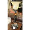 Image 1 : 26" SHOW HOME LAMP BLACK&AMBER WITH GLASS SHADE