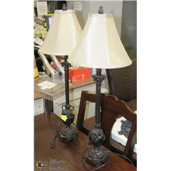 SET OF 2 MATCHING BLACK&MARBLE LAMP WITH CREAM