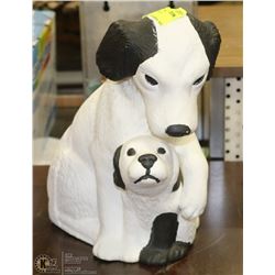 BLACK & WHITE CERAMIC MOTHER DOG WITH