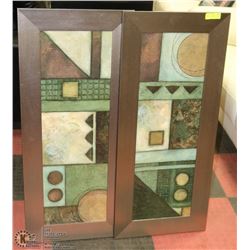 PAIR OF GEOMETRIC ART FRAMED PICTURES