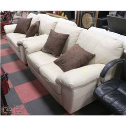 PAIR OF LEATHERETTE LOVE SEATS 60" WITH DECORATIVE