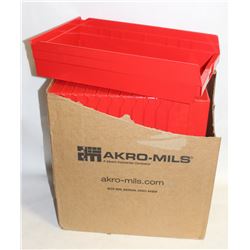 LOT OF 12 NEW PLASTIC RED-BINS