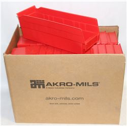LOT OF 24 NEW PLASTIC RED-BINS