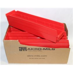 LOT OF 24 NEW PLASTIC RED-BINS