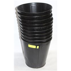 GROUP OF 10 METAL BLACK WASTEBINS