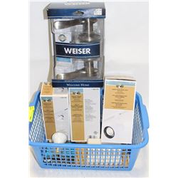 WEISER DOOR HANDLE AND ASSORTED NEW LIGHTS