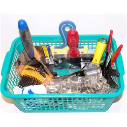 KITCHEN HINGES & ASSORTED TOOLS & DRYWALL TAPING