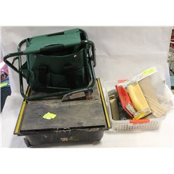 TILE SAW, DRYWALL SANDERS AND FOLDING STOOL