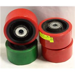 LOT OF 4 INDUSTRIAL 6" STEEL URETHANE COATED