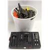 Image 1 : PAIL OF ASSORTED TOOLS INCLUDING: SOLDERING GUN