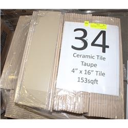 PALLET #34) LOT OF CERAMIC TILE TAUPE  4"X16"