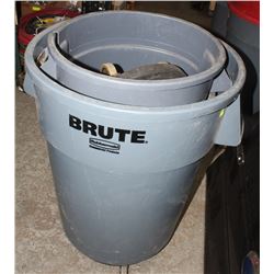 3 ASSORTED BRUTE WASTE BINS WITH 2 DOLLIES ON