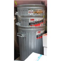 3 ALUMINUM GARBAGE CANS