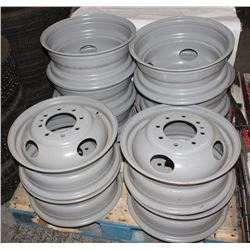 PALLET WITH 10 NEW   -8 BOLT DUAL TRAILER RIMS