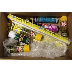 LOT OF ASST AEROSOLES AND FLUORESCENT BULBS INCL