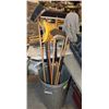 Image 1 : GARBAGE CAN W/ BROOMS AND SHOVELS