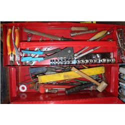 HUSKY TOOL BOX WITH ASSORTED TOOLS