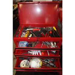 RED 3 DRAWER TOP TOOL CHEST W/ TOOLS AND CONTENTS