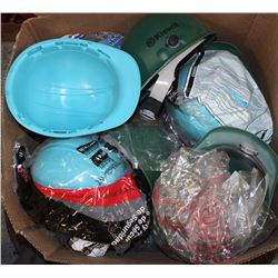 LARGE BOX OF VARIOUS NEW HARD HATS
