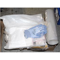 LOT OF FR WORK PANTS, COTTON GLOVES, APRONS, POLY