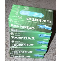 5 BOXES OF TOUCH'N'TUFF DISPOSABLE NITRILE GLOVES