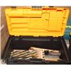 Image 1 : PLASTIC TOOL BOX W/ ASSORTED FILES, WIRE BRUSH