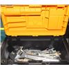 Image 1 : TOOLBOX W/ ASSORTED WRENCHES & CRESCENT WRENCH