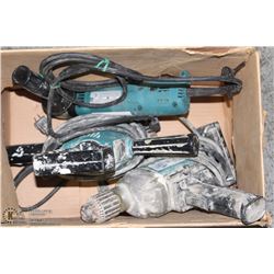 BOX OF MAKITA HAMMER DRILLS & ANGLE GRINDER
