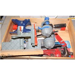 ASSORTED CLAMPS, ANVIL & PIPE WRENCH