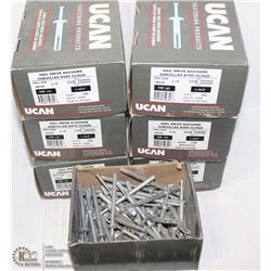 SEVEN SMALL BOXES OF 1/4' X 3' NAIL DRIVE