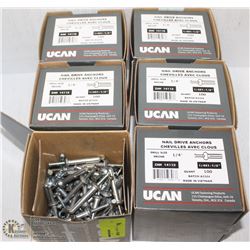 FOUR BOXES OF 1/4' X 1.5 NAIL DRIVER ANCHORS