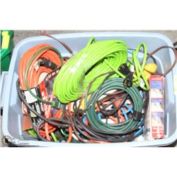LARGE TOTE OF ASSORT. EXTENSION CORDS AND OTHERS