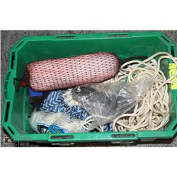 GREEN TOTE OF ASSORTED SIZE AND LENGTH ROPE
