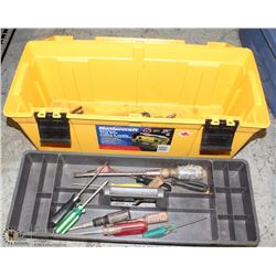 TOOLBOX WITH CONTENTS - YELLOW PLASTIC