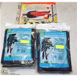 PAIR OF HI-VIS RAIN PANTS AND 12 DISPOSABLE