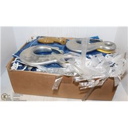 BOX OF ASSORTED CLIP HOOKS AND NYLON POUCHES