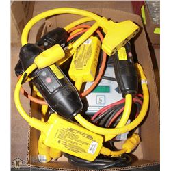 FLAT OF 20 AMP GFCI PLUGS AND BATTERY CHARGER