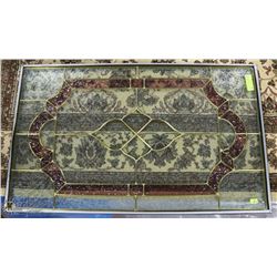 3 PANE GLASS PURPLE STAINED GLASS DOOR WINDOW