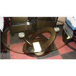 MODERN GLASS TOPPED COFFEE TABLE. 48X30X19