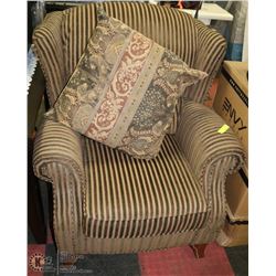 STRIPED FABRIC ARMCHAIR WITH CUSHION
