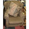 Image 1 : STRIPED FABRIC ARMCHAIR WITH CUSHION