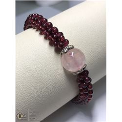 3) STERLING SILVER GARNET FLEXIBLE BRACELET