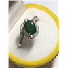 Image 3 : 7) STERLING SILVER EMERALD AND CZ RING SIZE 9