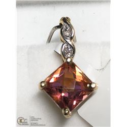 9) 10KT GOLD DIAMOND PENDANT W/FASHION CORD