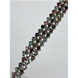 13) STERLING SILVER TOURMALINE BRACELET
