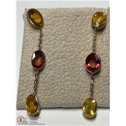 23) 14KT GOLD FANCY COLOUR SAPPHIRE EARRINGS