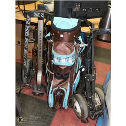 BLACK GOLF BAG SOLD WITH 2 CADDIES