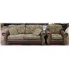 Image 1 : FLORAL FABRIC AND LEATHERETTE NAILHEAD SOFA WITH