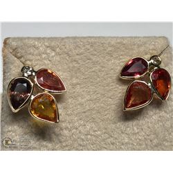 31) 14KT GOLD SAPPHIRE AND DIAMOND EARRINGS